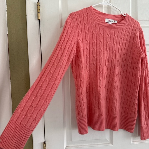 Vineyard Vines 100% Cashmere Cable-Knit Sweater — Women’s Small, Pink - Picture 2 of 7